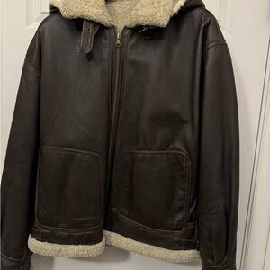 Wilsons Leather Dark Brown Shearling Bomber Jacket
